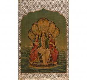 Embossed Sheshnarayan with Consorts from the Ravi Varma Press
