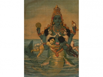 Matsya Avataar of Vishnu from the Ravi Varma Press